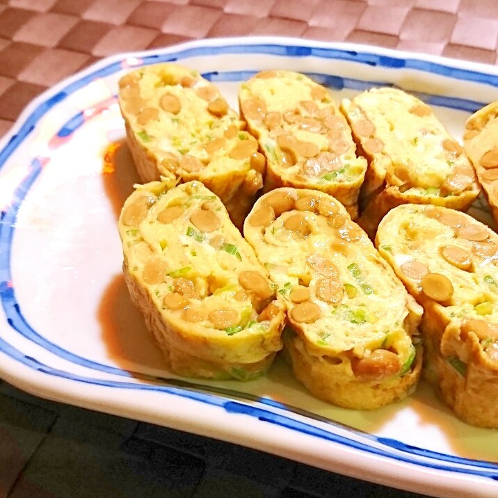 納豆とねぎの玉子焼き